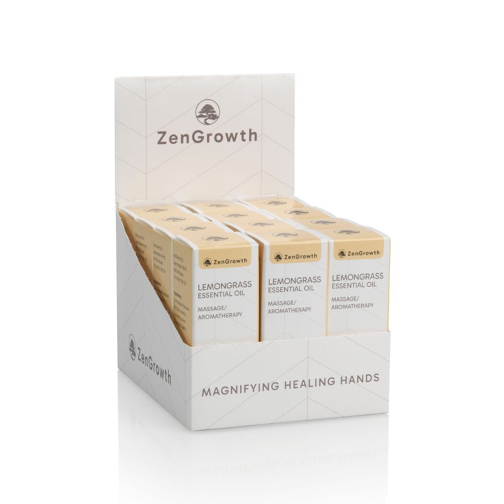 ZENGROWTH Etherische Olie Lemongrass Display inclusief 12 flesjes