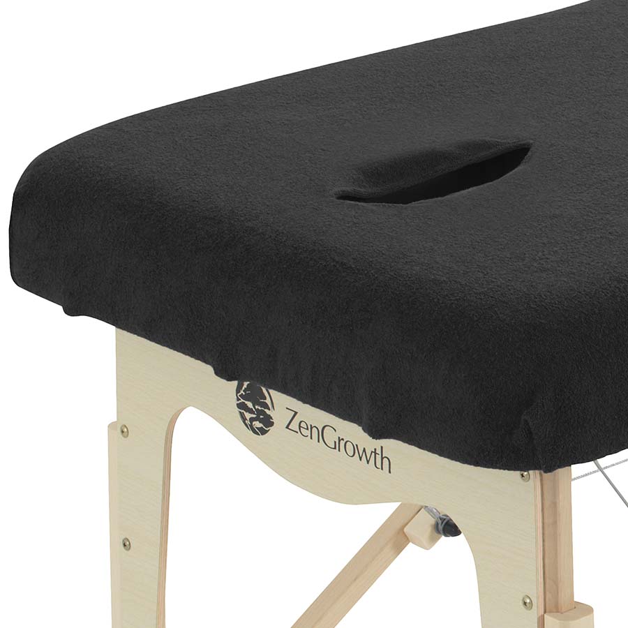 Badstof Hoeslaken Massagetafel Zwart met uitsparing