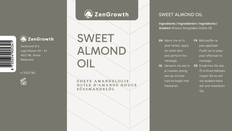 ZenGrowth 100% Natuurlijke Zoete Amandelolie 1l