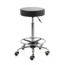 Tweedekans ZenGrowth Tabouret Zwart met voetring, chromen frame, hoge gasveer en zachte wieltjes