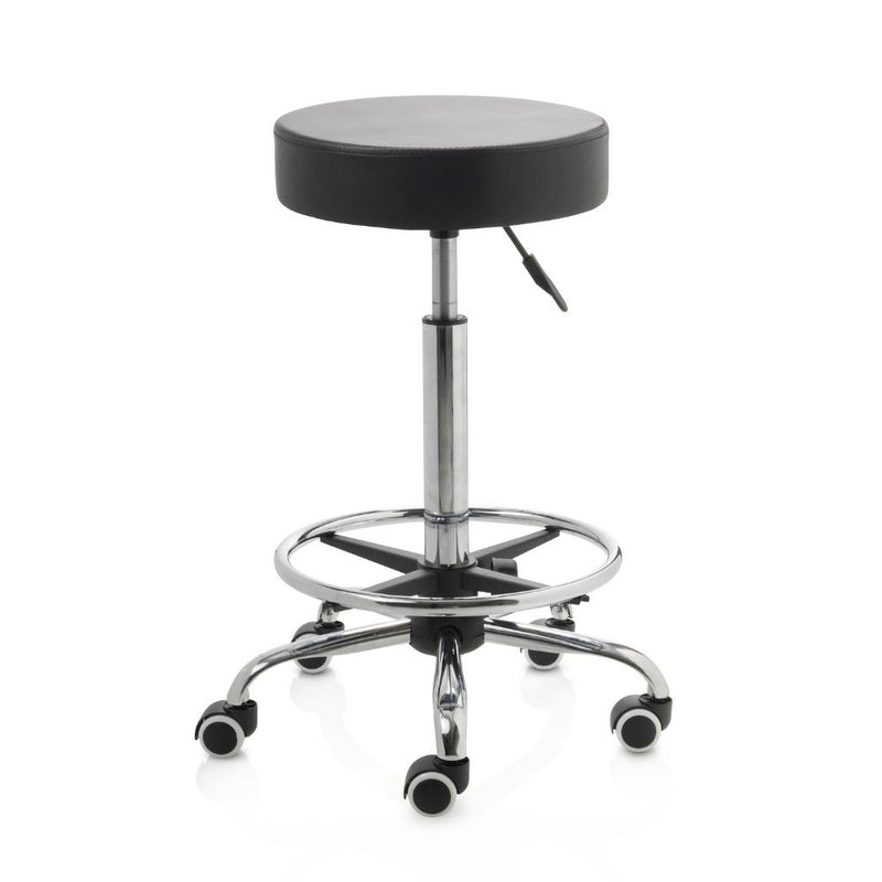 ZenGrowth Tabouret Zwart met voetring en chromen frame