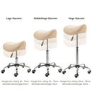 Tweedekans ZenGrowth Zadelkruk Beige met chromen frame, zachte wieltjes en lage gasveer