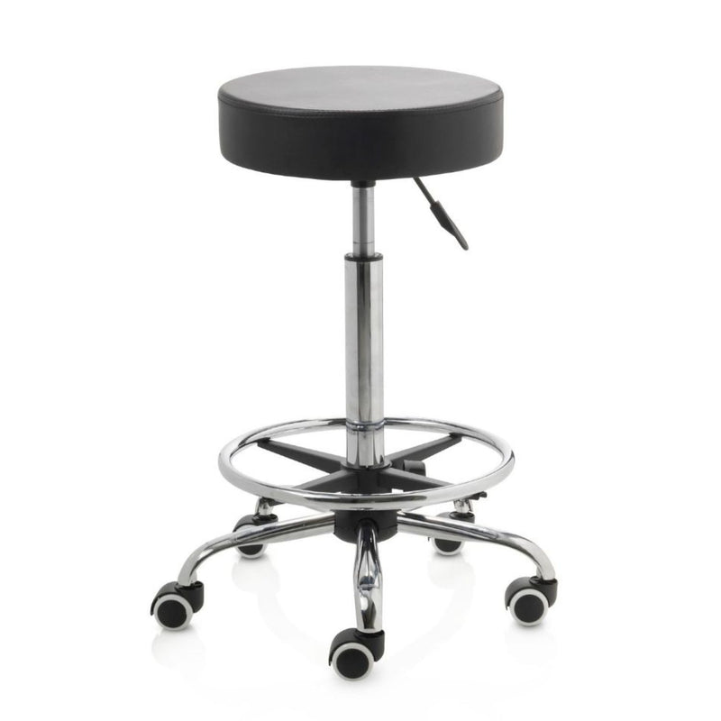 ZenGrowth Tabouret Zwart met voetring en chromen frame
