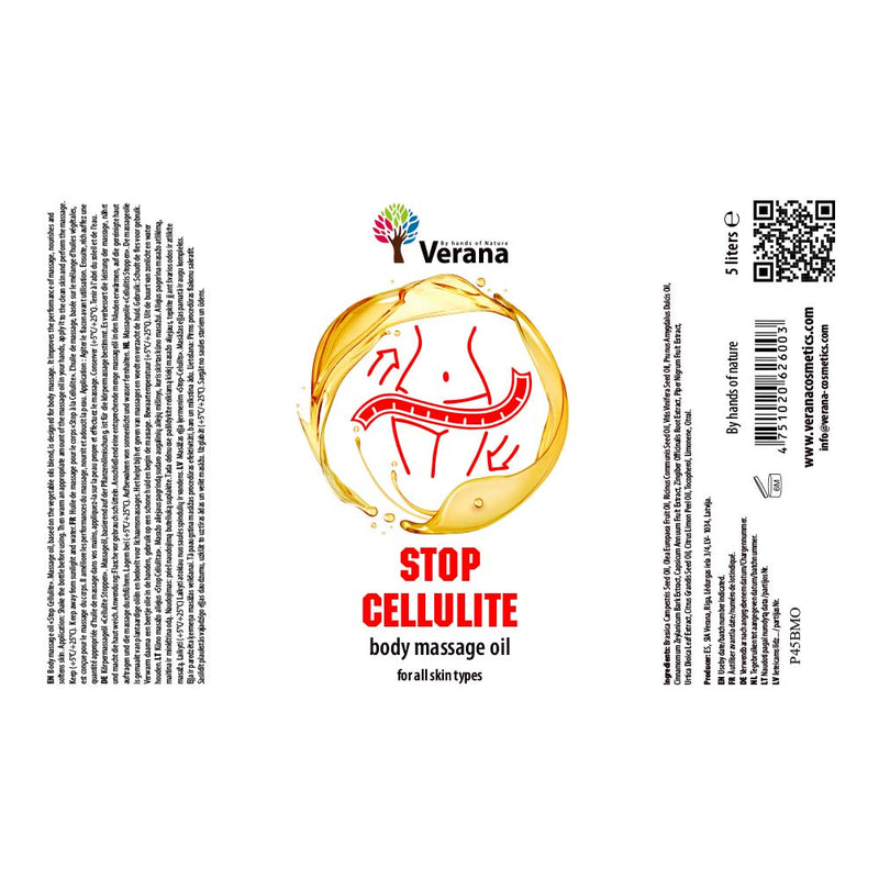 Verana 100% natuurlijke Stop Cellulite Massageolie 5L