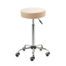 Tweedekans ZenGrowth Tabouret Beige met chroom frame, Hoge gasveer en Harde Wieltjes
