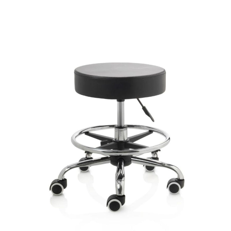 ZenGrowth Tabouret Zwart met voetring en chromen frame