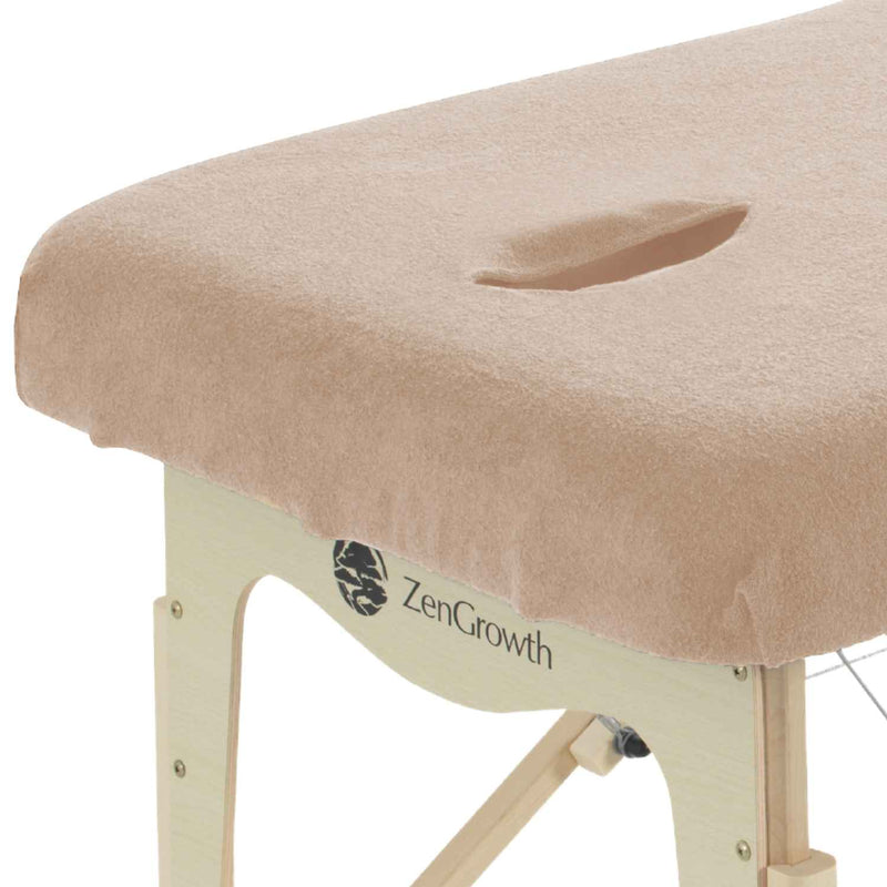 Tweedekans set Badstof Hoeslakens Massagetafel met Uitsparing Wit+ Lichtbruin + Chocoladebruin + Lichtblauw