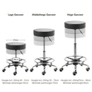 Tweedekans ZenGrowth Tabouret Zwart met voetring, chromen frame, hoge gasveer en zachte wieltjes