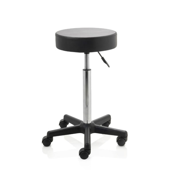 Tweedekans ZenGrowth Tabouret Zwart met plastic frame, zachte wieltjes en hoge gasveer