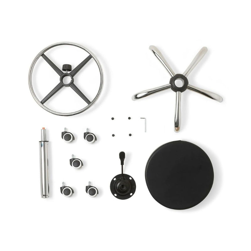 ZenGrowth Tabouret Zwart met voetring en chromen frame