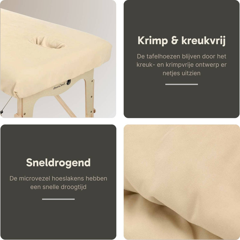 Tweedekans Set van 5 Microvezel hoeslaken met uitsparing Beige 80cm