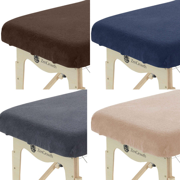 Tweedekans Set van Badstof Hoeslaken Massagetafel zonder Uitsparing Grijs + Lichtbruin + Blauw + Chocolade