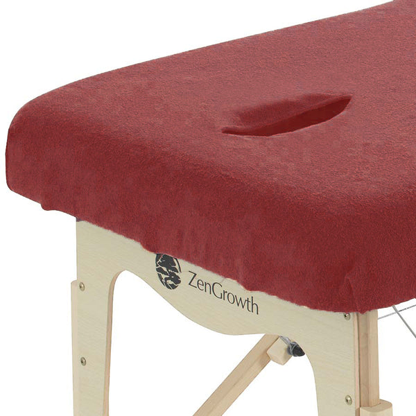 Badstof Hoeslaken Massagetafel Burgundy met Uitsparing