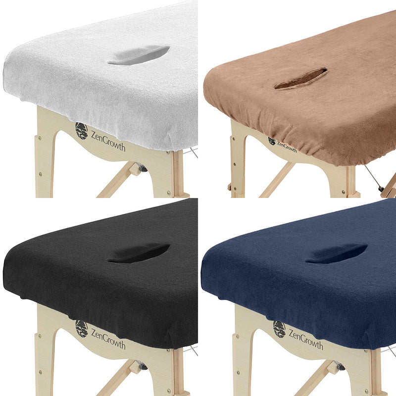 Tweedekans Set Badstof Hoeslaken Massagetafel Marineblauw + Zwart + Wit + Bruin