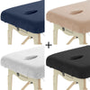 Tweedekans set Badstof Hoeslakens Massagetafel met Uitsparing Wit+ Lichtbruin + Chocoladebruin + Lichtblauw
