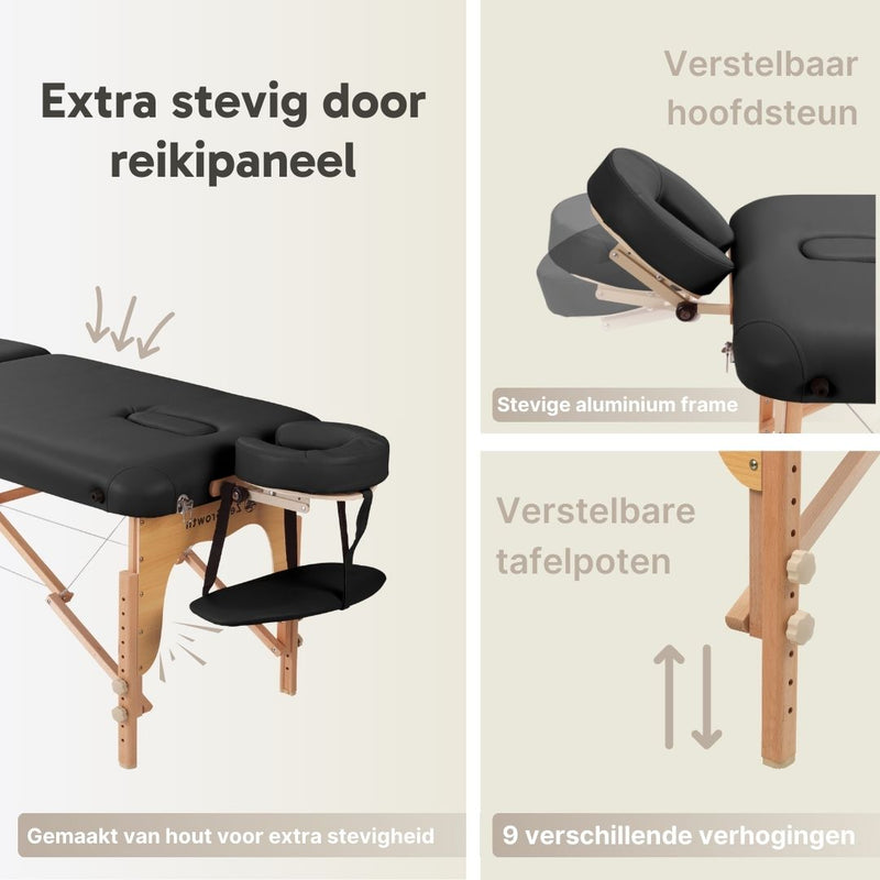 ZENGROWTH Massagetafel Gavia Zwart 71cm