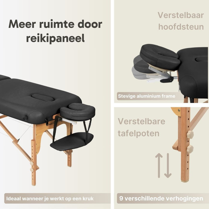 ZENGROWTH Massagetafel Gavia Zwart 71cm