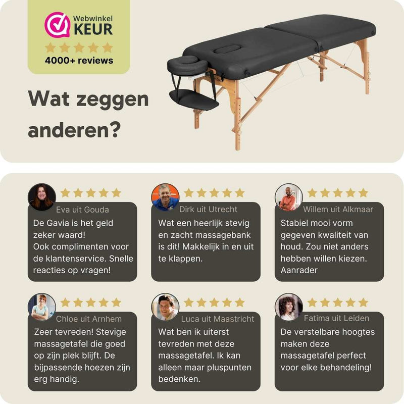 ZENGROWTH Massagetafel Gavia Zwart 71cm