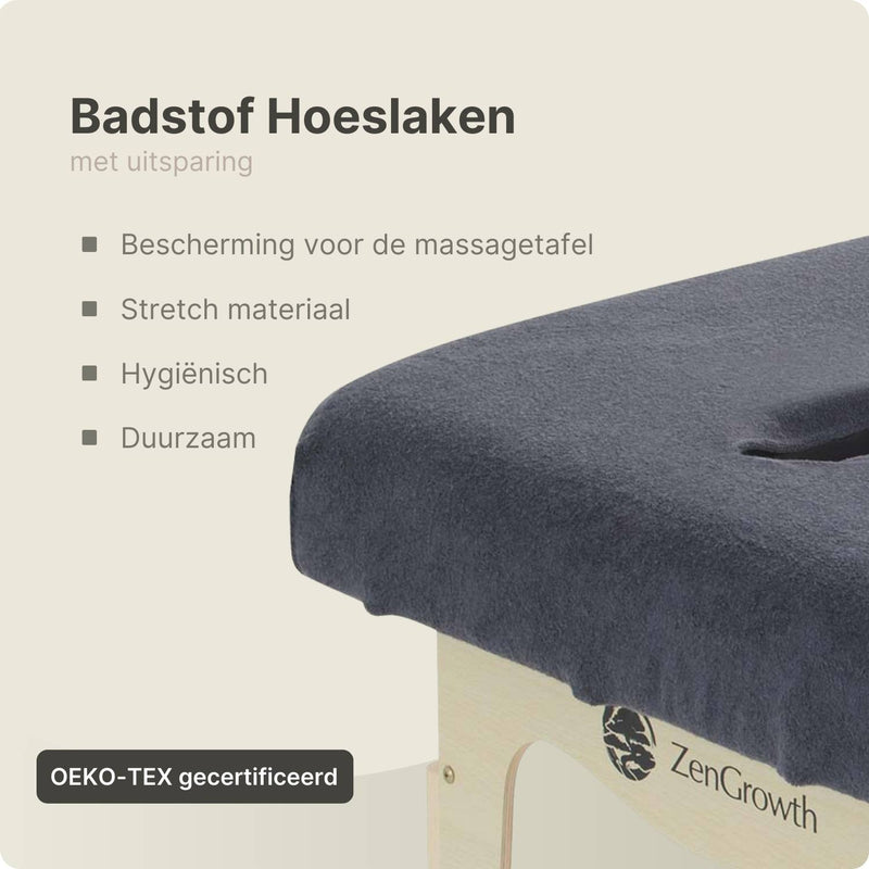 Badstof Hoeslaken Massagetafel Grijs met Uitsparing