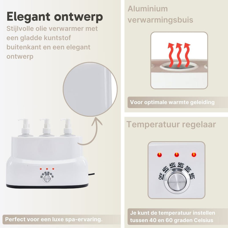 Massageolieverwarmer 3 Flessen