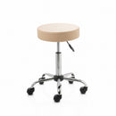 ZenGrowth Tabouret Beige met chroom frame – harde wieltjes voor zachte ondergrond