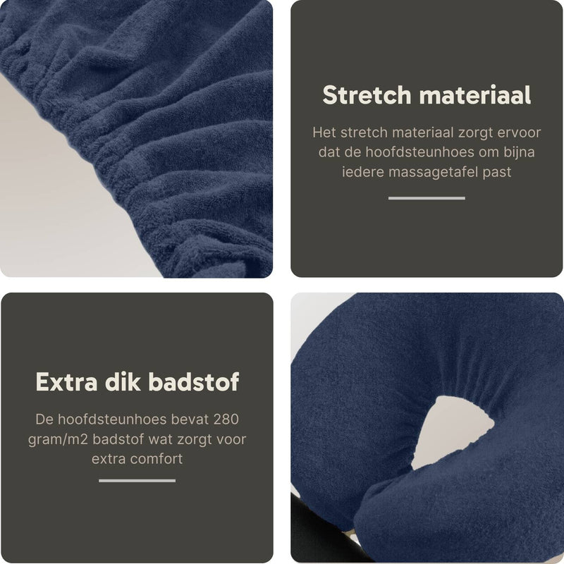 Badstof Hoofdsteunhoesje Marineblauw