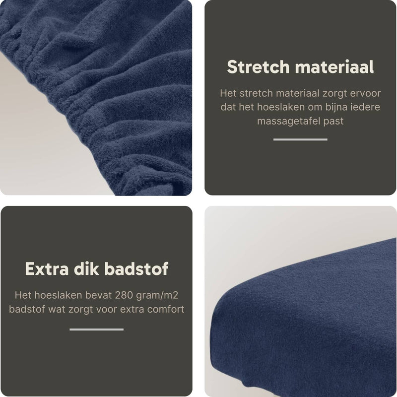 Badstof Hoeslaken Massagetafel Marineblauw met Uitsparing