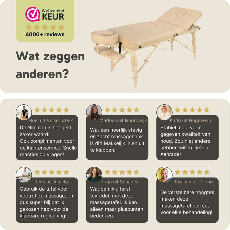 ZENGROWTH Inklapbare Massagetafel Nimman Beige 71cm