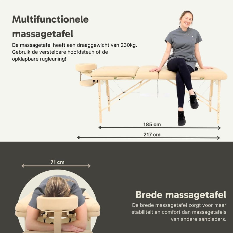 ZENGROWTH Inklapbare Massagetafel Nimman Beige 71cm