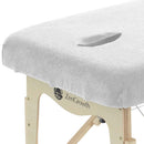 Tweedekans set Badstof Hoeslakens Massagetafel met Uitsparing Wit+ Lichtbruin + Chocoladebruin + Lichtblauw