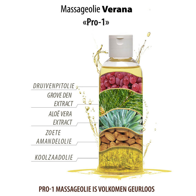 Verana 100% natuurlijke gezichtsmassageolie Neutraal Pro-1 250ml