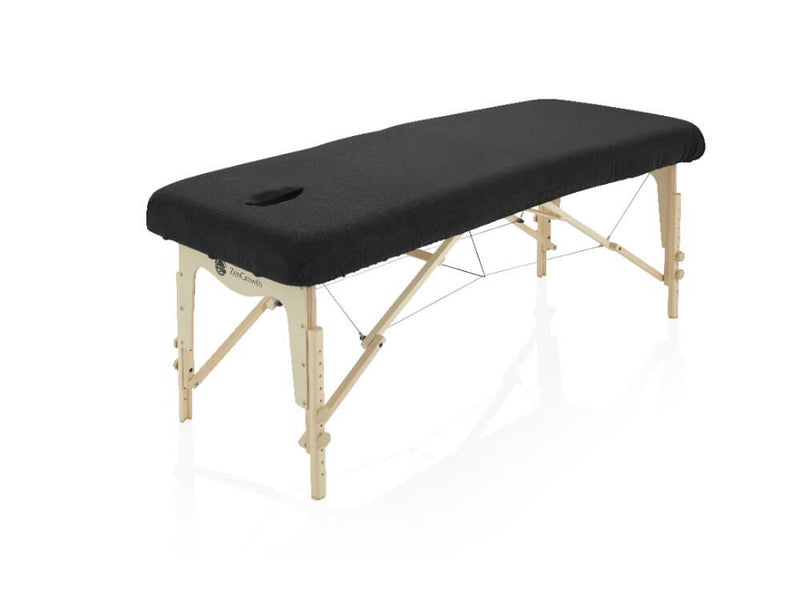 Badstof Hoeslaken Massagetafel Zwart met uitsparing