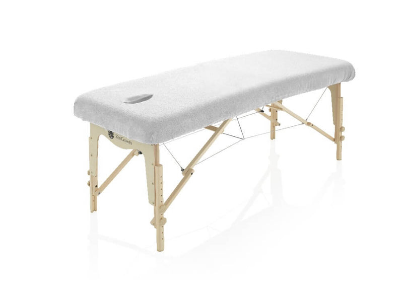Badstof Hoeslaken Massagetafel Wit met Uitsparing