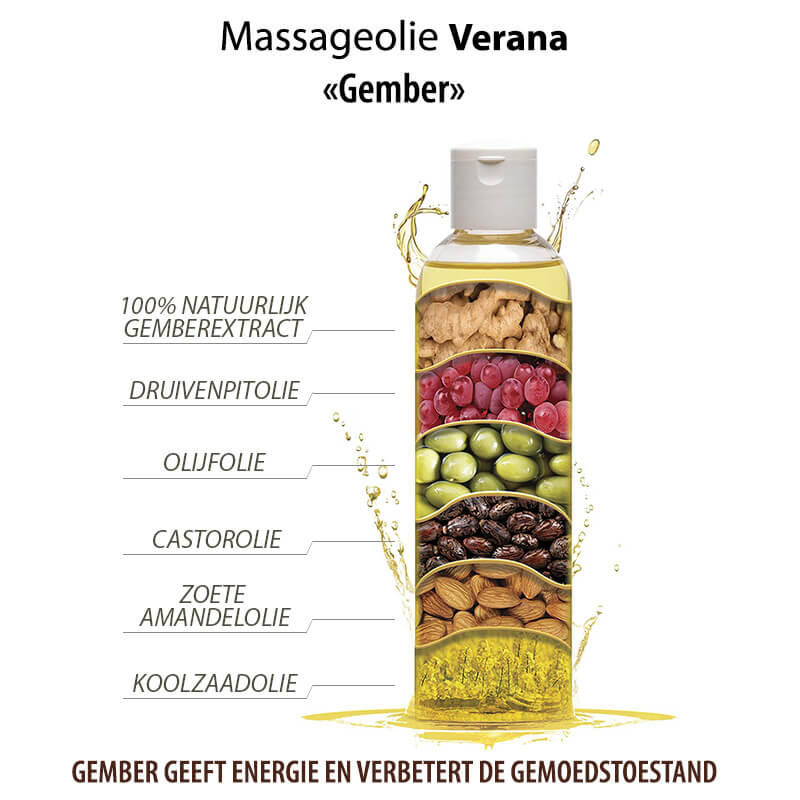 Verana 100% natuurlijke Massageolie Gember 1l