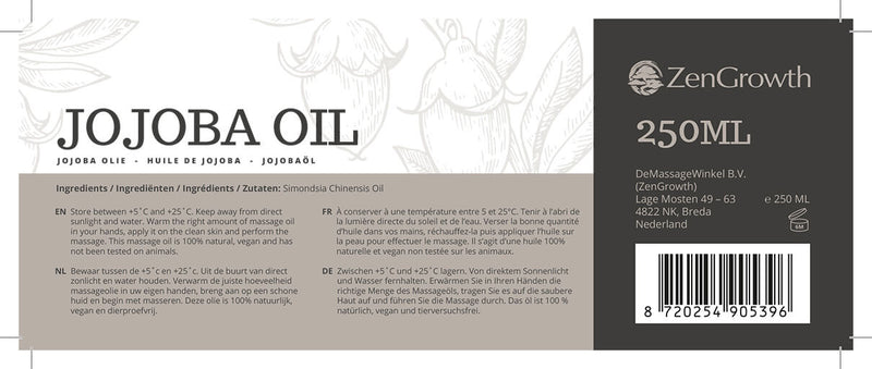 ZenGrowth 100% Koudgeperste Jojoba Olie 250ml
