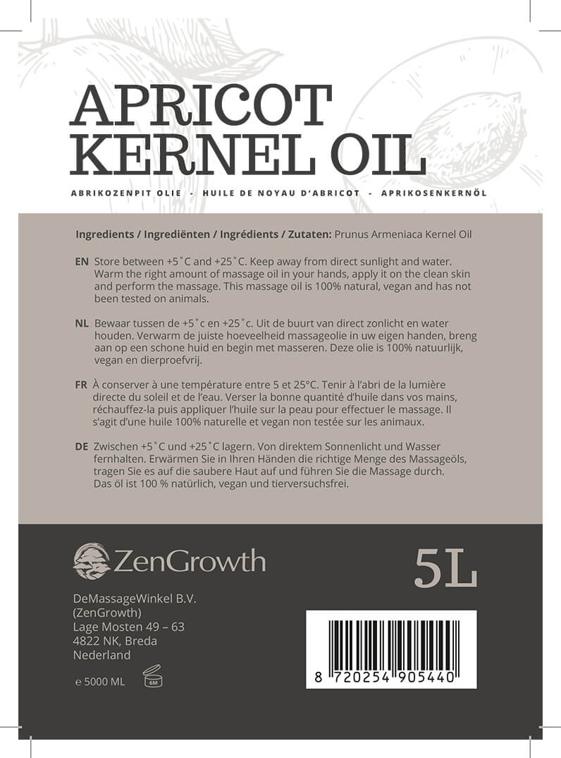 ZenGrowth 100% Natuurlijke Abrikozenpit olie 5l